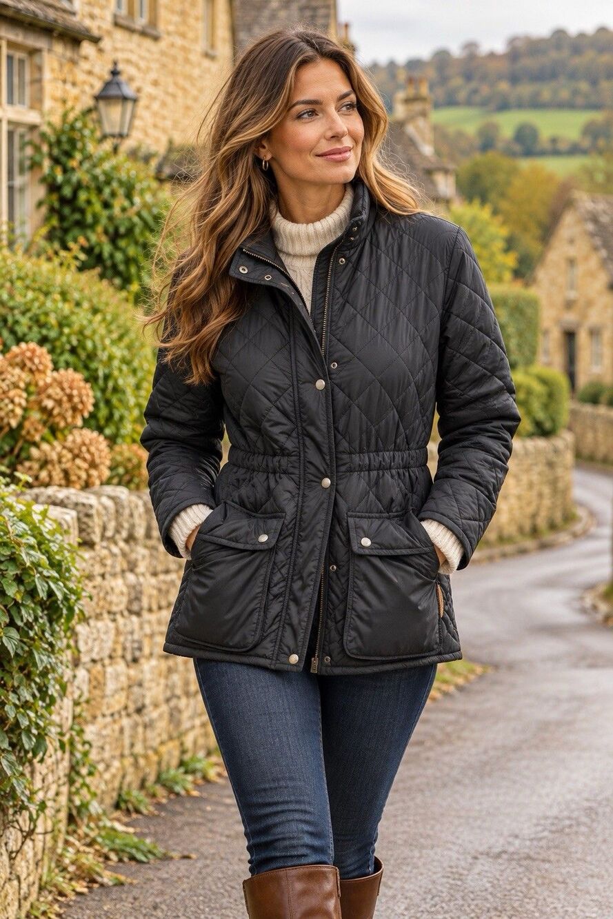 Coach Puffer Quilted Lightweight Cinched Waist Black Jacket, Size XL $299